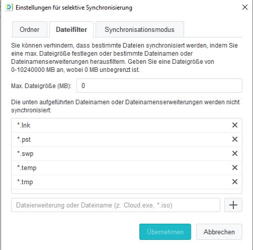 Drive Server Selektive Synchronisierung