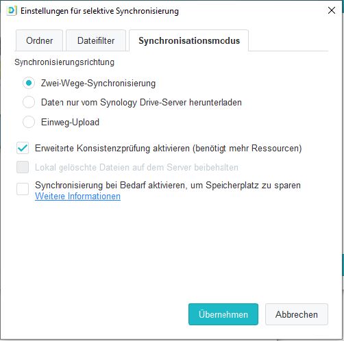 Drive Server Synchronisierungsmodi