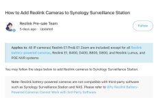 Reolink argus pro sales synology