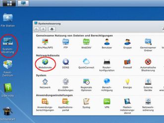In der DSM-Oberfläche Systemsteuerung klicken, und im dann aufgehenden Fenster das Icon Webdienste